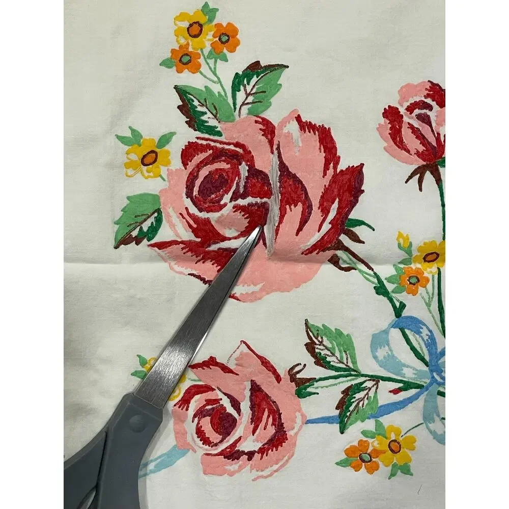 Vintage Red Roses Rose Pillowcase 50s 60s 70s Granny Core Floral